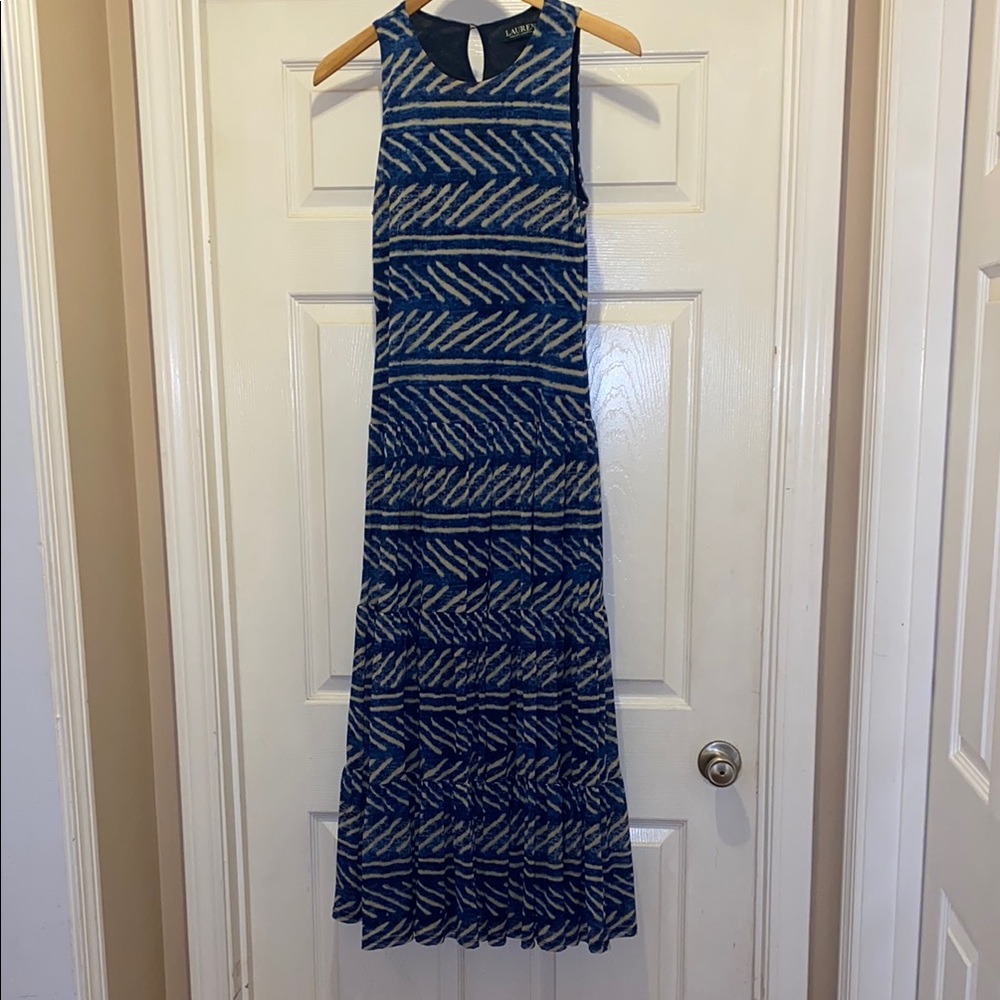 Ralph Lauren size small Blue tiered Maxi Dress excellent preloved Cruise wear